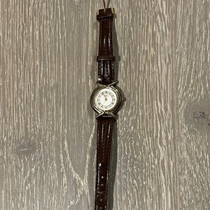 Vintage FOSSIL ladies watch with brown leather strap